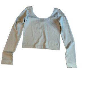 Wild Fable Light Blue Ribbed Long Sleeve Scoop Neck Cropped Top SizeL Lightweigh